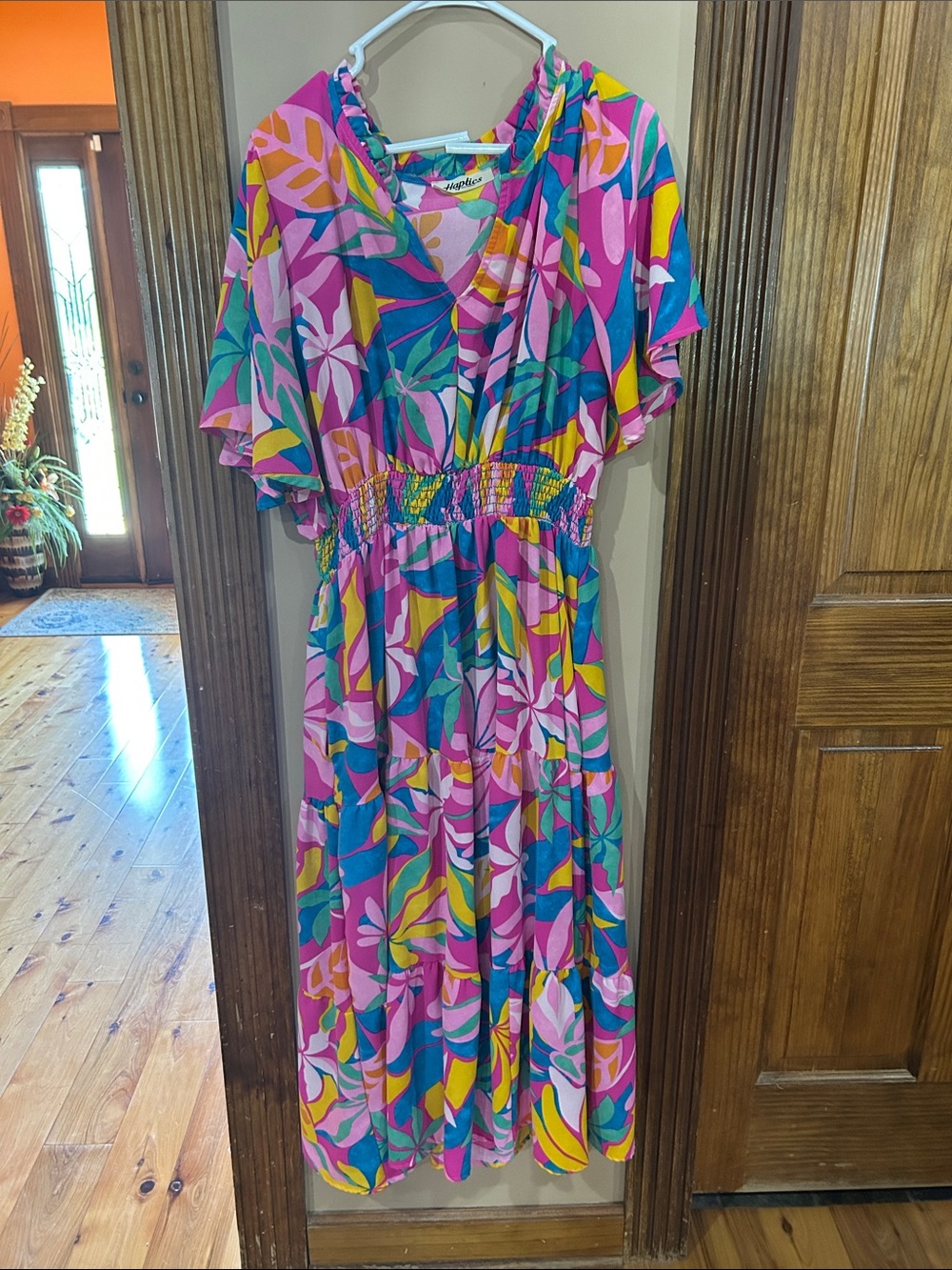 Colorful Floral Maxi Dress in Pink & Teal by Agotier